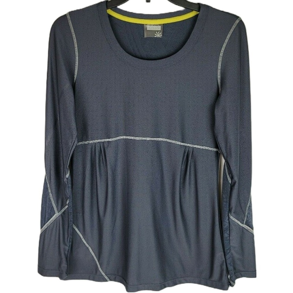 Athleta Womens Size S Grey Paisley Design Workout Top Long Sleeve Shirt